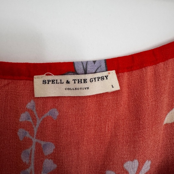 Spell button down Dress in Orange Floral - Picture 4 of 7